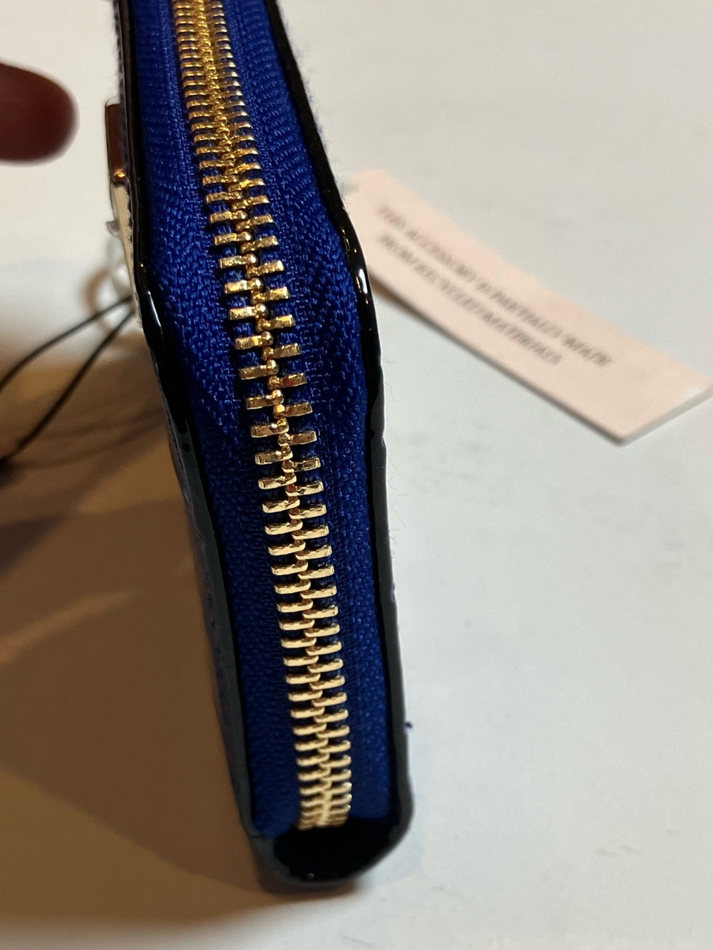 Victoria's Secret | Royal Blue Croc-Embossed Zip Wallet with Gold Logo - Picture 7 of 10